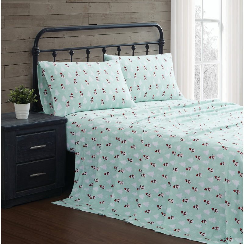 Ensemble de draps en flanelle Trely Soft Snowman Wonderland, Double