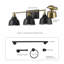 5-Piece All-In-One Black Bathroom Accessory Set with 24" 3-Light Vanity Light and Brass Accents