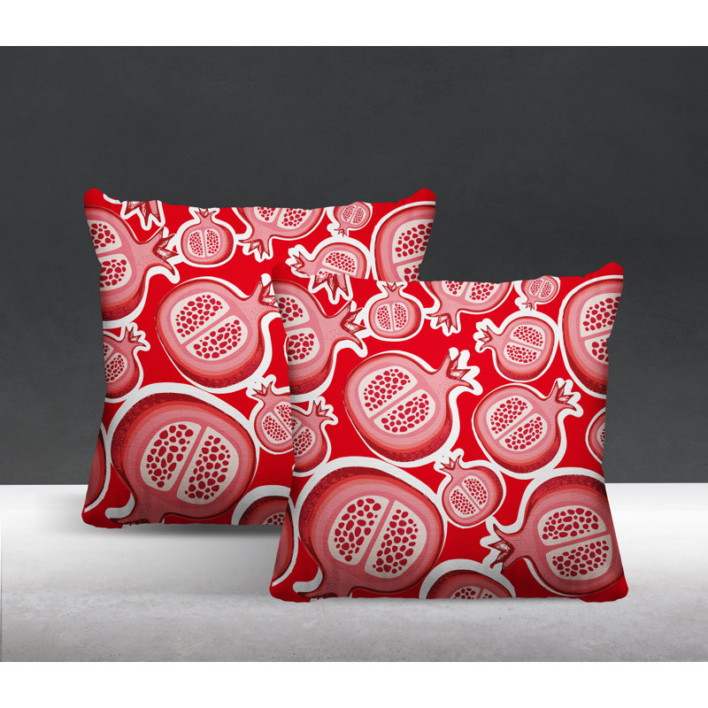 Oreiller carré intérieur / extérieur Pomme Pomegranate, L 17 po x H 17 po, Rouge