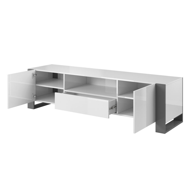 Meuble télé 71 po Woody, Blanc / Gris