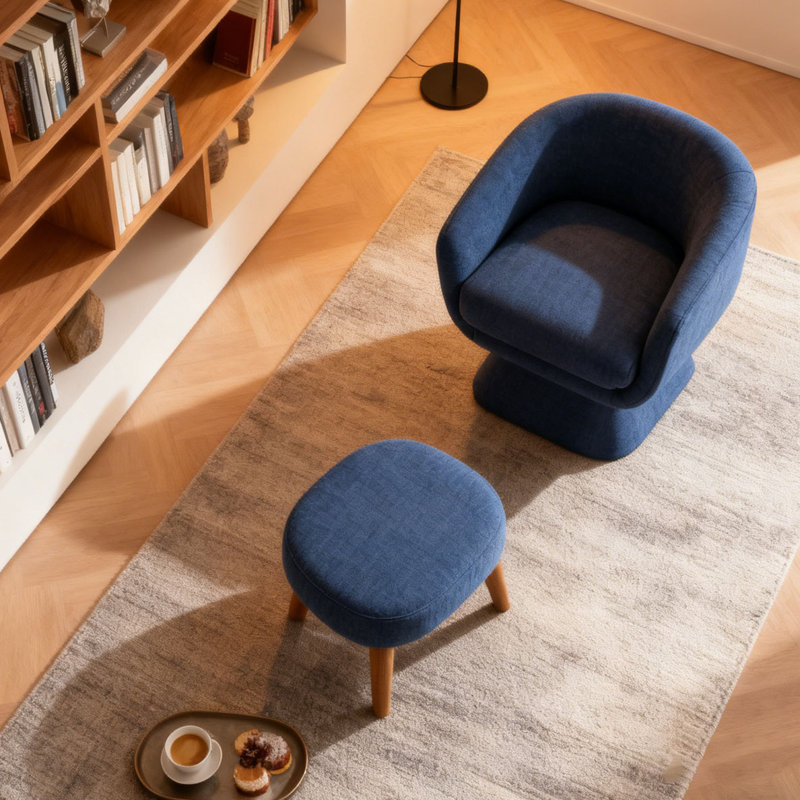 Chaise de loisir rembourrée avec repose-pieds, Bleu