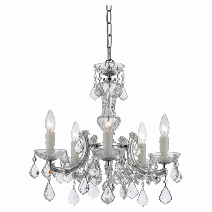 Lustre classique / traditionnel à 5 lumières de style bougie Weekes, Standard, Or