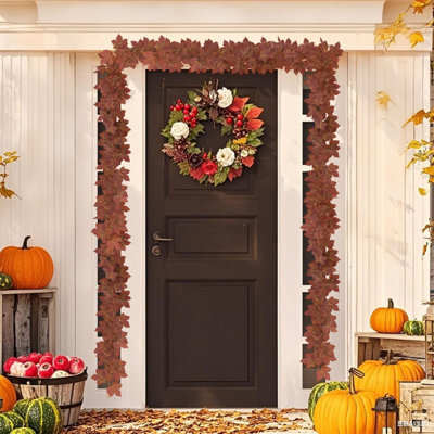 Halloween, décorations de l'Action de grâce, guirlande de feuilles artificielles, guirlande de feuilles d'érable et guirlandes de Noël