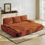 Divan-lit gigogne convertible 3-en-1 94,5 po très grand lit, causeuse multifonctionnelle en velours côtelé orange-130602811-132420581-132420583