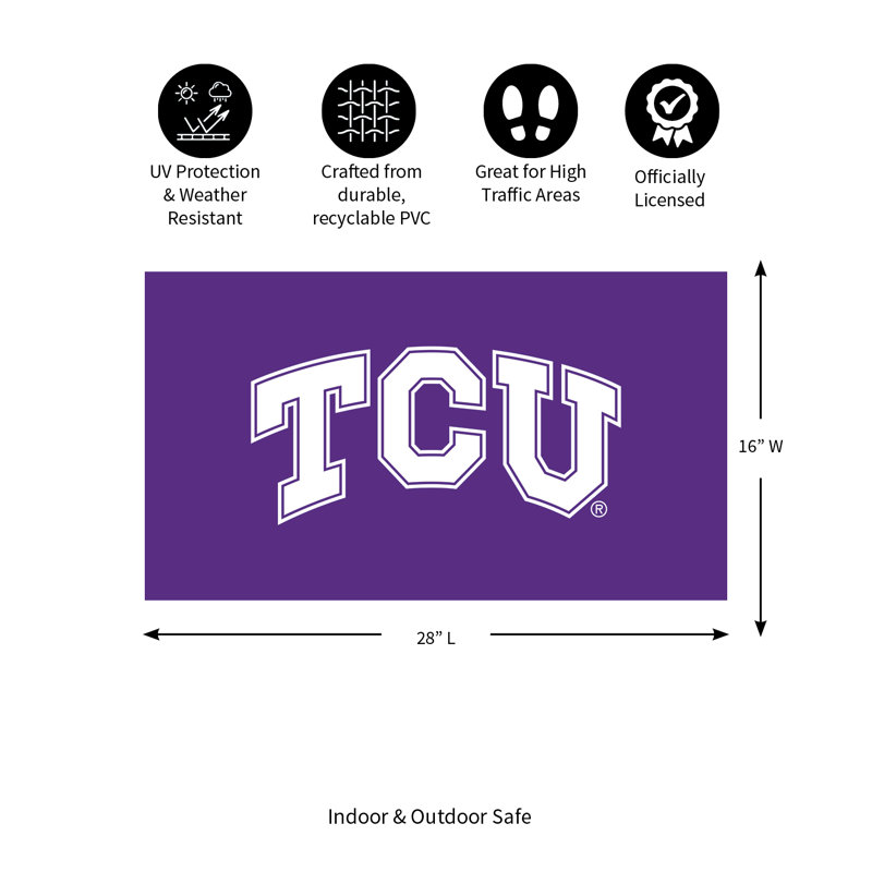 Tapis polychrome en PVC, 16 po x 28 po, Texas Christian University