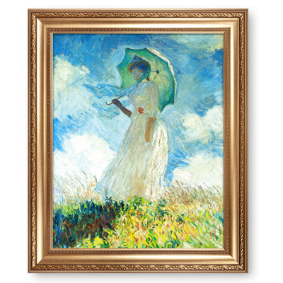 «Woman with a Parasol, face à gauche», 1886 par Claude Monet Dimensions du cadre: pouces, taille de l'image: pouces World Classic Reproductions for HomeDecor, cadre doré large