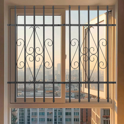 2 Pcs 24*36In Rectangular Black Sturdy Iron Window Guard Window Security Bars