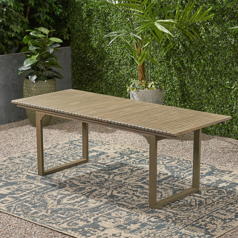 Table de salle à manger d'extérieur extensible en bois d'acacia, gris