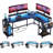Landynn Modular L-Shaped Iron Computer Desk with Built-In Electrical Outlet