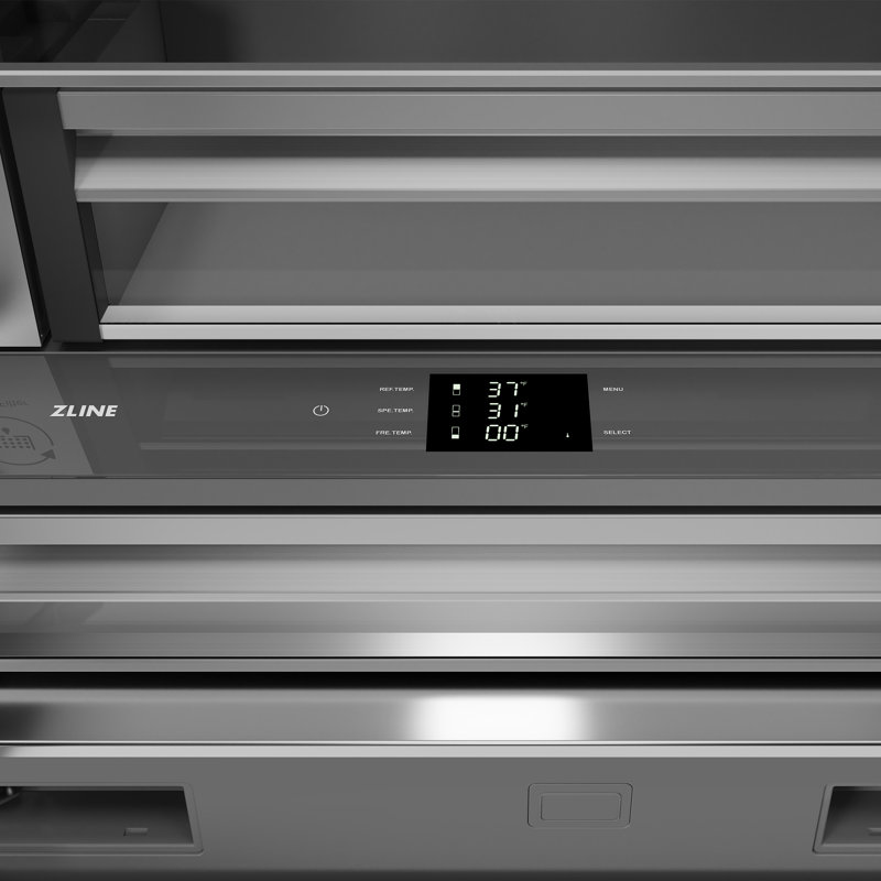 ZLINE Autograph 36 in. Black Stainless Refrigerator with Stainless Steel Interior with Accents, Champagne Bronze, Panel Ready