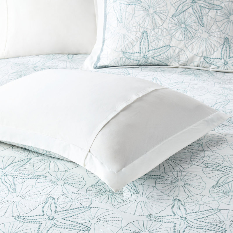 Édredon grand en coton blanc - broderie dollar de sable, literie 200Tc foncé, Édredon grand et 3 pièces supplémentaires