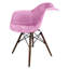 Chaise avec accoudoirs rembourrée en tissu de velours rose de style Mid-Century Hilderbrand