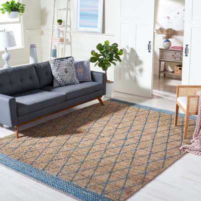 Tapis naturel en jute / coton tissé à la main Natural