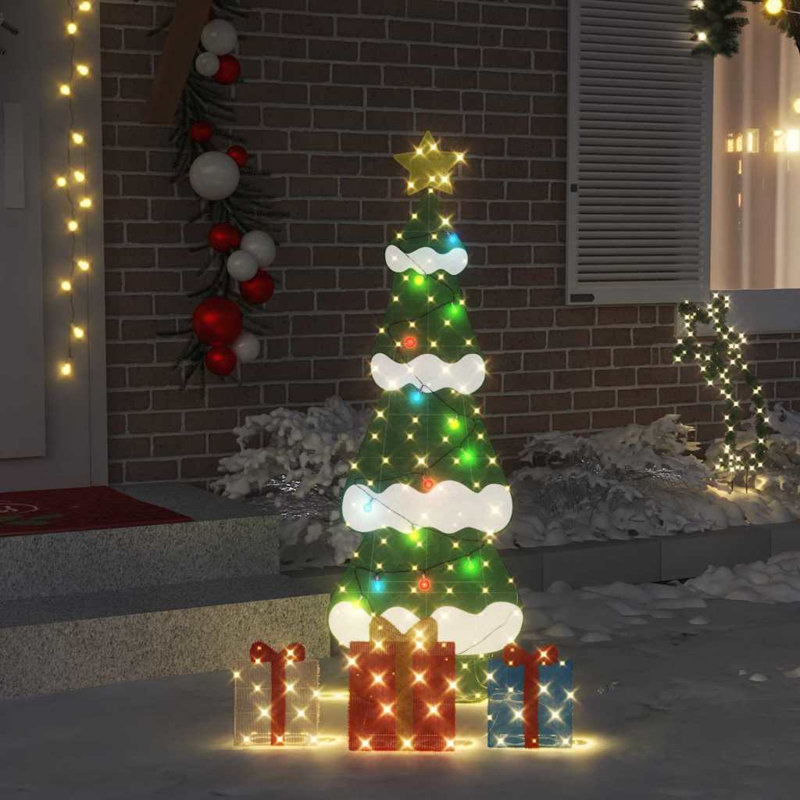 vidaXL Lighted Christmas Tree with 3 Gift Boxes 2D Warm White, 151cm H