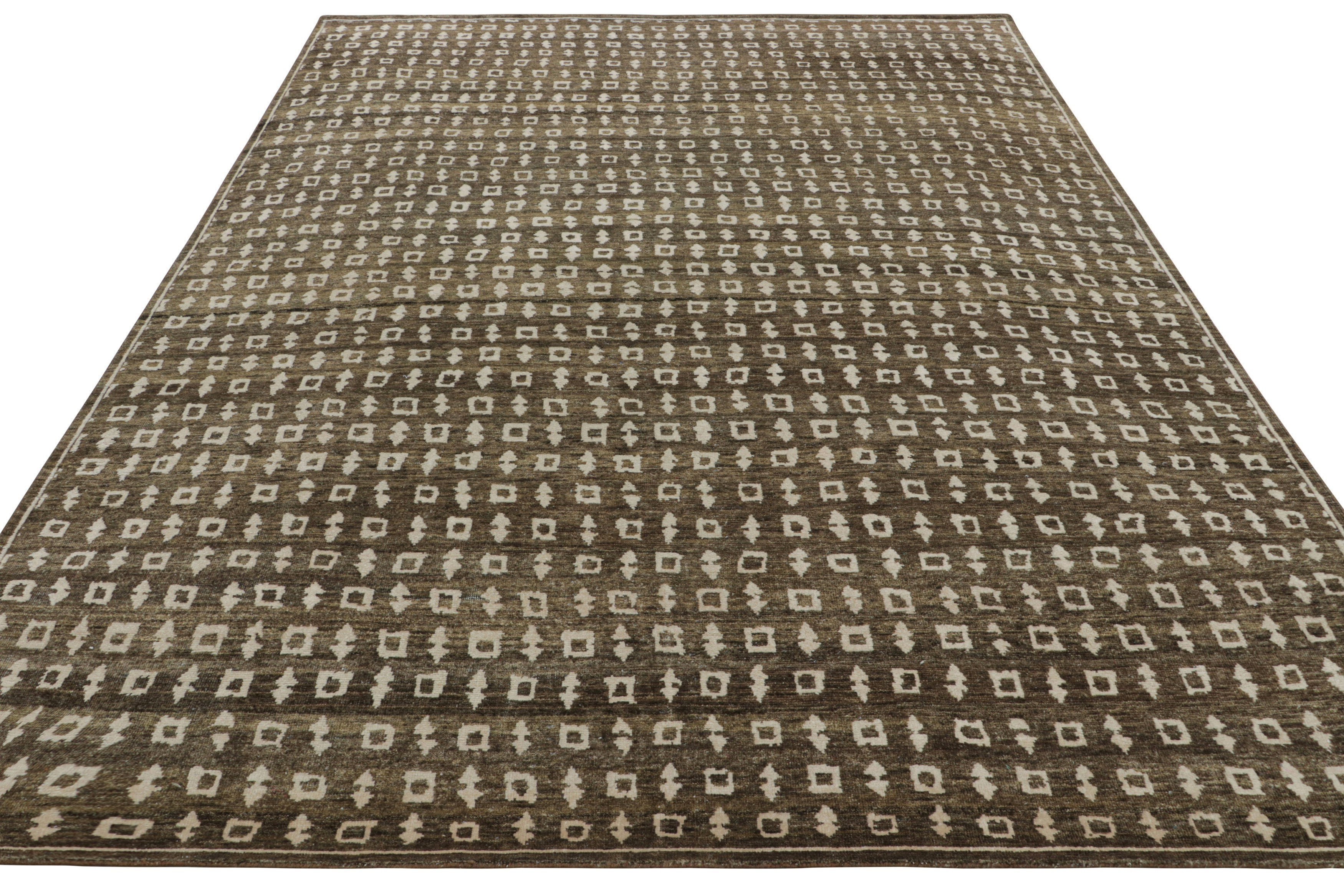 Block Patterned Rugs Rug & Kilim’S Block Print Rug In Brown With Cream Geometric Patterns ...