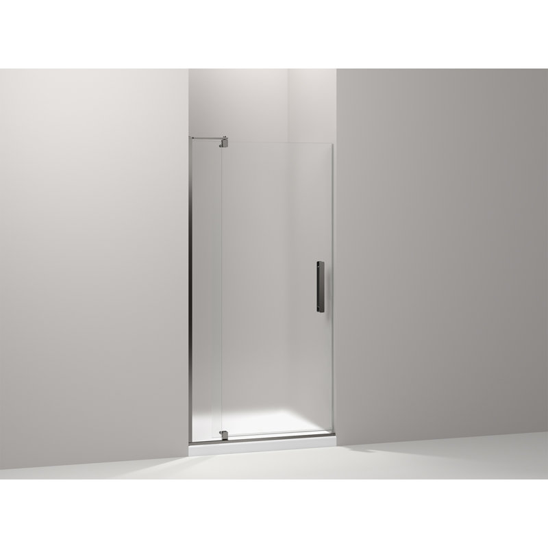 Revel 27.25'' x 70'' Pivot Shower Door with CleanCoat Technology, Anodized Dark Bronze, Frosted