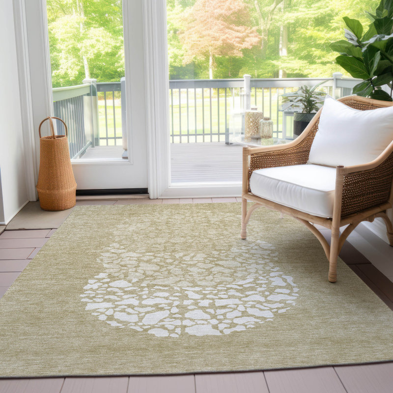 Tapis intérieur / extérieur en polyester tissé à la machine Catalda, Rectangle 2 pi 6 po x 3 pi 10 po