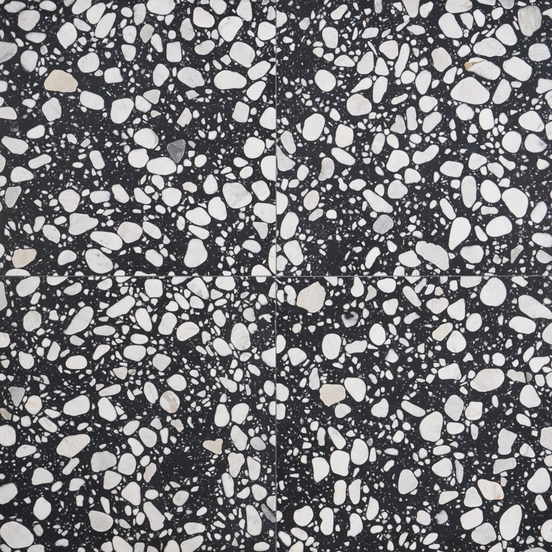Terrazzo Italy Sacra 24x24 Honed Marble Tile, Sacra Black & White
