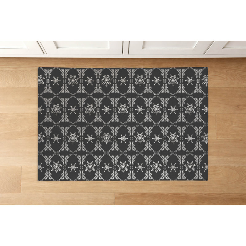 Tapis de cuisine gris anthracite, Rectangulaire 2 pi x 3 pi, Argent / gris anthracite