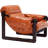 Medieval-Modern Style Lounge Chair – 29.5'' H, Oil-Waxed Leather(Orange)-498058206