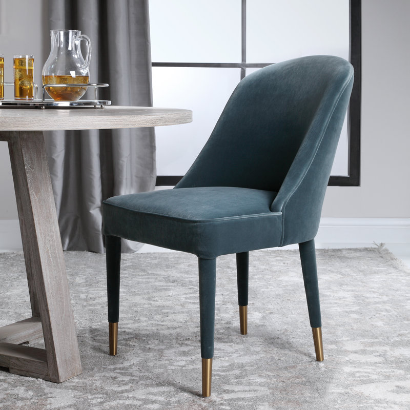 Belhaven 19'' H Velvet Upholstered Parsons Chair, Blue