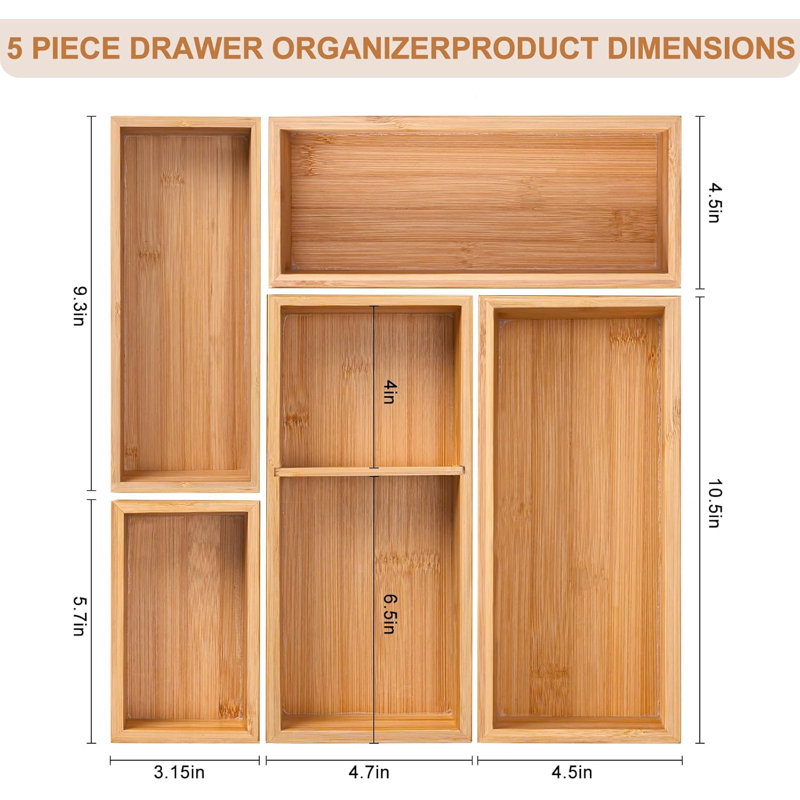 Organisateur de tiroir 5 pièces pour la cuisine Cloisons de rangement polyvalentes pour la cuisine