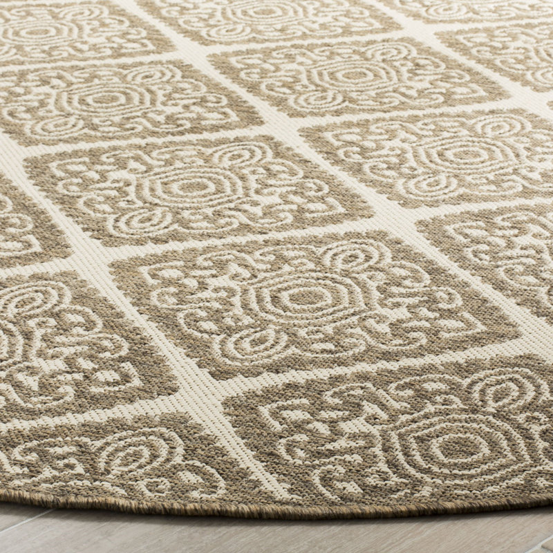 Burnell Performance Geometric Indoor/Outdoor Area Rug, Round 6'7"