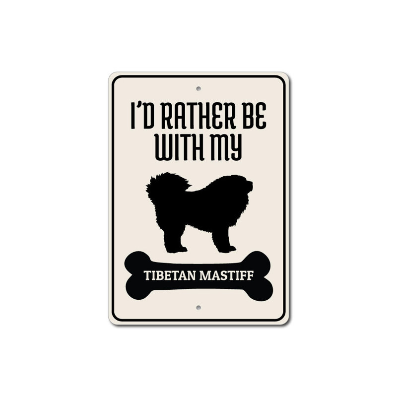 Plaque de mastiff tibétain en aluminium, H 14 po x l 10 po x P 0,04 po