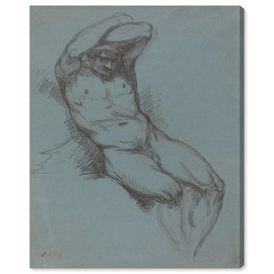 Un homme nu avec les mains croisées sur toile 