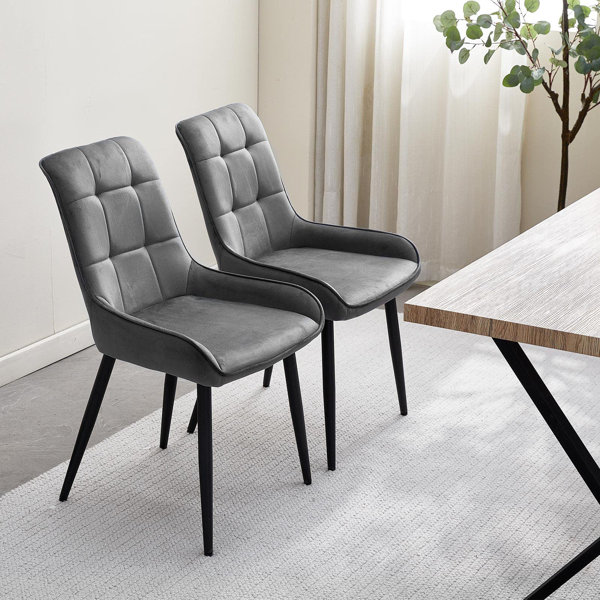 Canora Grey Ajooni Velvet Dining Chair in Grey | Wayfair.co.uk