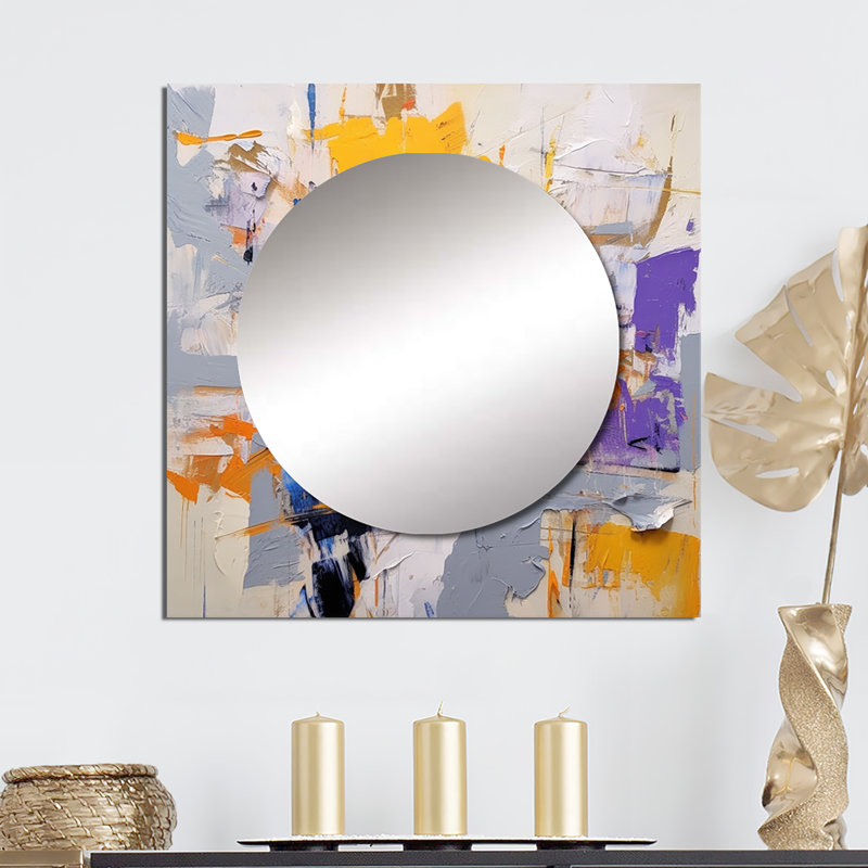 Jossie - Miroir carré abstrait à collage, 23 po x 23 po