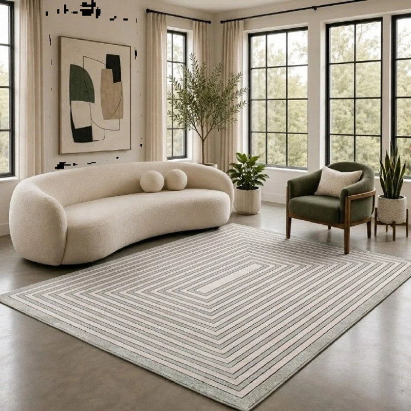 Striped Flokati, Black, Rectangle 80cm x 150cm