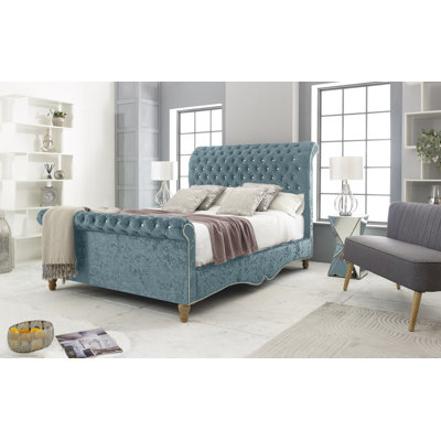 Margrett Upholstered Velvet Sleigh Bed