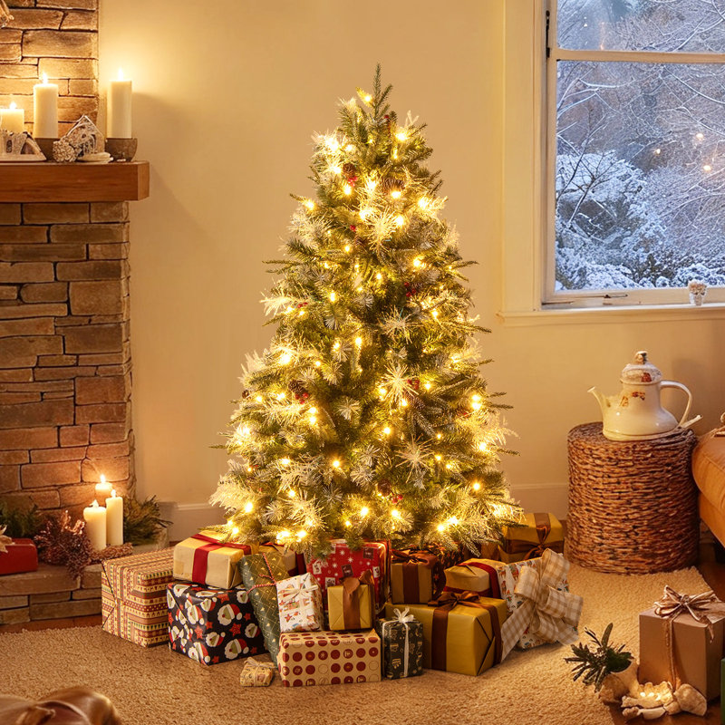 Arbre de Noël artificiel 5 pi avec 602 branches, 190 lumières DEL blanc chaud, H 5 pi