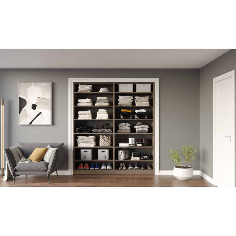 Ensembles de rangement pour garde-robe 36/36 po, H 84 po x l 72 po x P 24 po, Brun