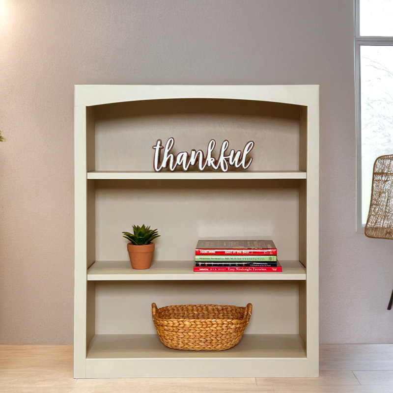 Ossy American Built Solid Wood Bookcase, Sand Dollar, (3 Shelves) 30"H x 30"W x 12"D