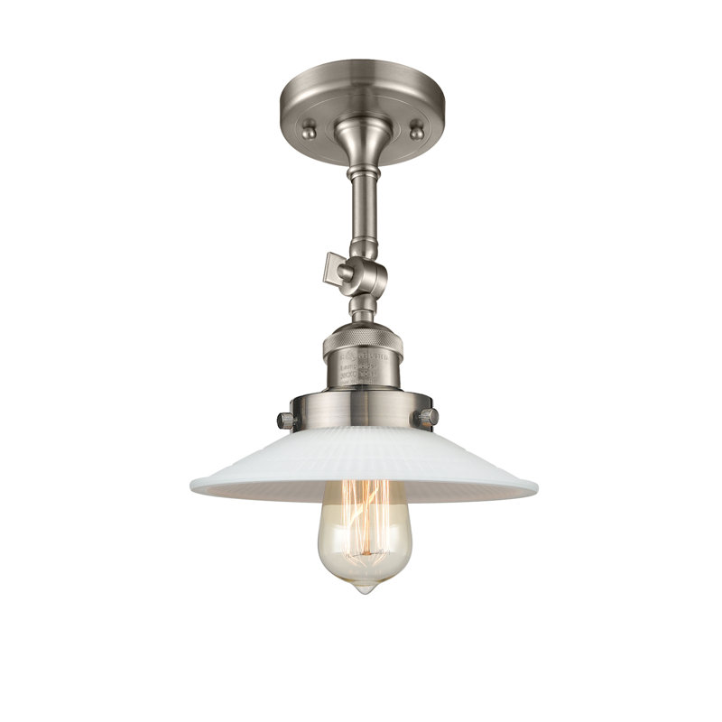 Miramontes Dimmable Bath Sconce, 6 Watt Vinage LED Bulb, Brushed Satin Nickel, Matte White Halophane