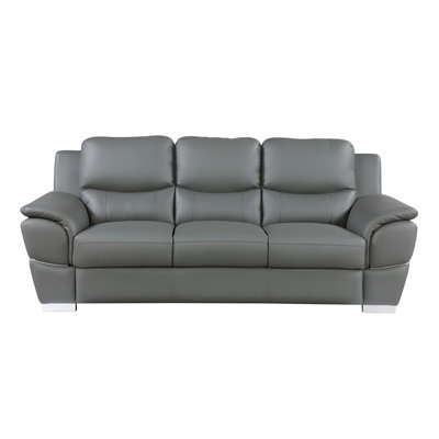 Canapé Kensington 85" en cuir gris avec pattes
