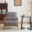 Fauteuil d'appoint rembourré en bois massif Elizabeth Mid Century-799492594