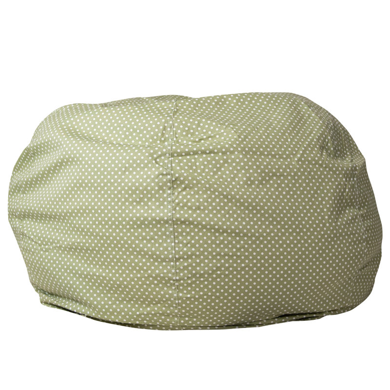 Fauteuil à billes en coton Classic, Sergé de coton vert / blanc, Grand