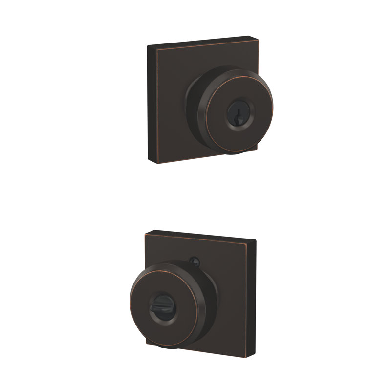 Bouton de porte avec rosette Bowery, Laiton satiné, Privacy (Bed & Bath)