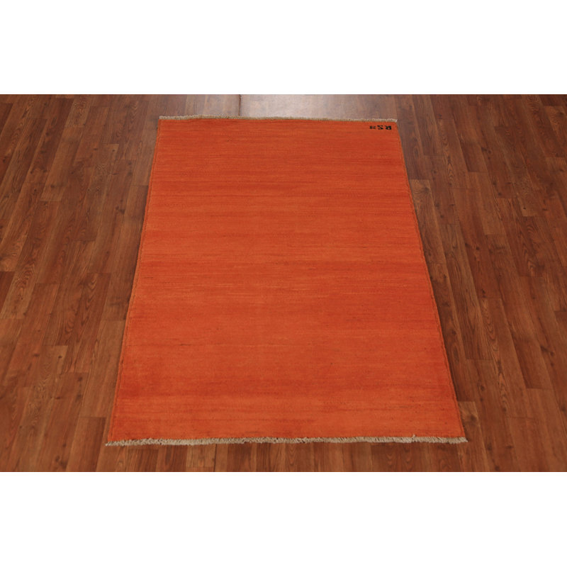 Tapis orange pour vestibule moderne Gabbeh 3 x 5