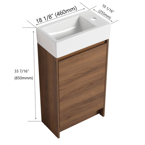 Ebern Designs Dawsen 18.11'' Single Bathroom Vanity with Ceramic Top ...