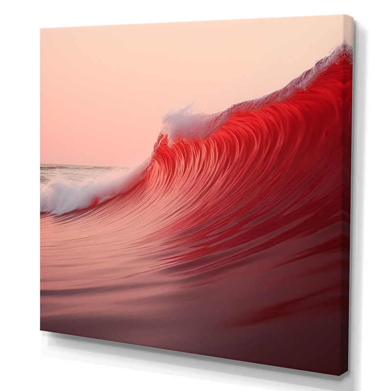Minimalisme vague rouge, paysage sur toile, H 24 po x l 24 po x P 1 po, Toile tendue