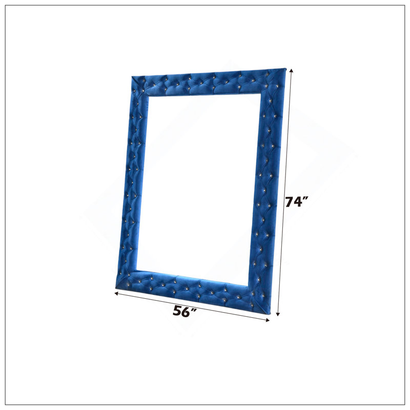 Miroir de plancher en velours bleu Dante