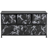 Sorbus Dresser with 5 Drawers with Steel Frame, Wood Tops, and Fabric Bins