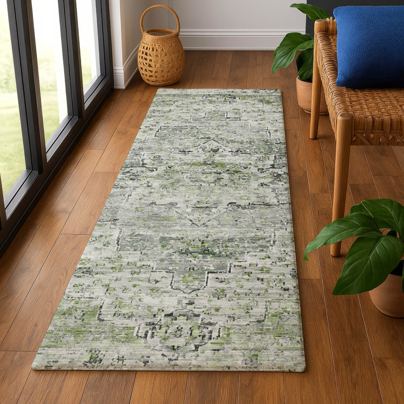Premium Machine Washable Ashington AMF1832 Global Rug, Runner 2'3" x 7'6"