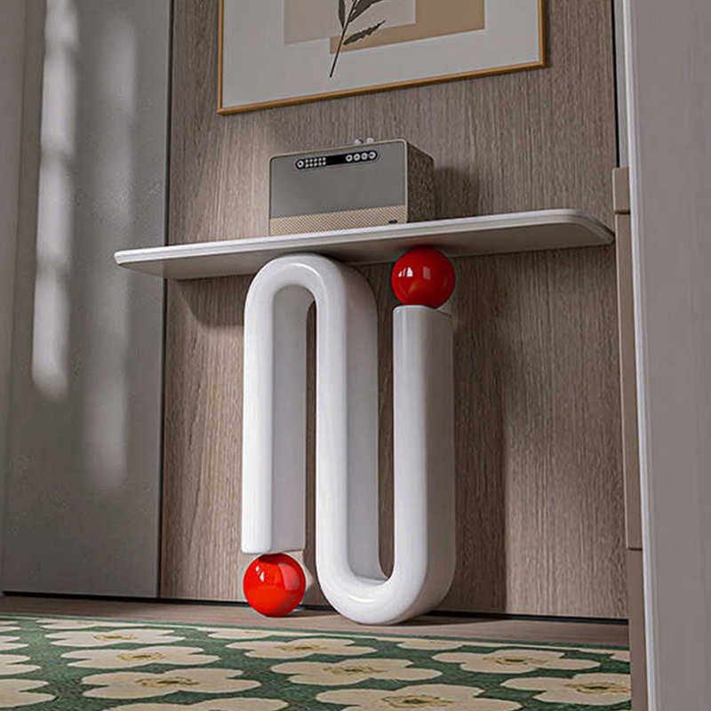 Console de vestibule minimaliste italienne, White/Red, 33.5" H x 39.4" W x 11.8" D