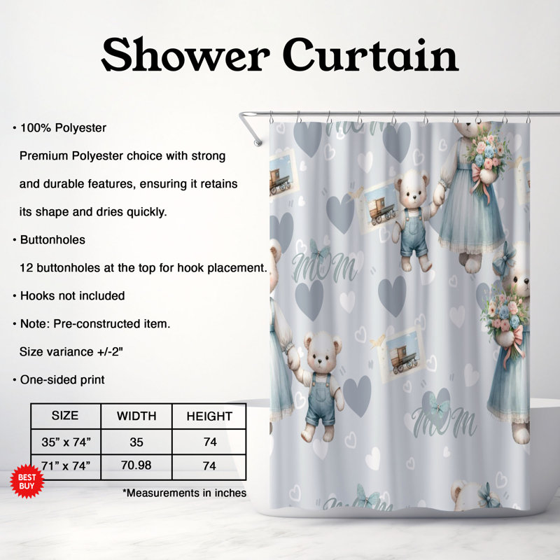 Rideau de douche parent 1, H 74 po x l 71 po