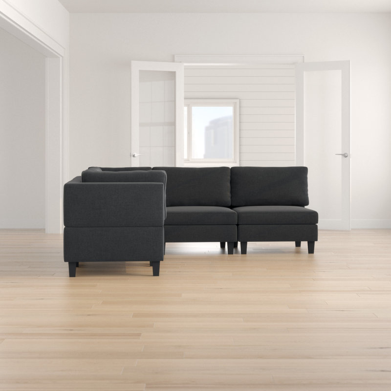 Wodella 6 Seater Corner Sofa , Black